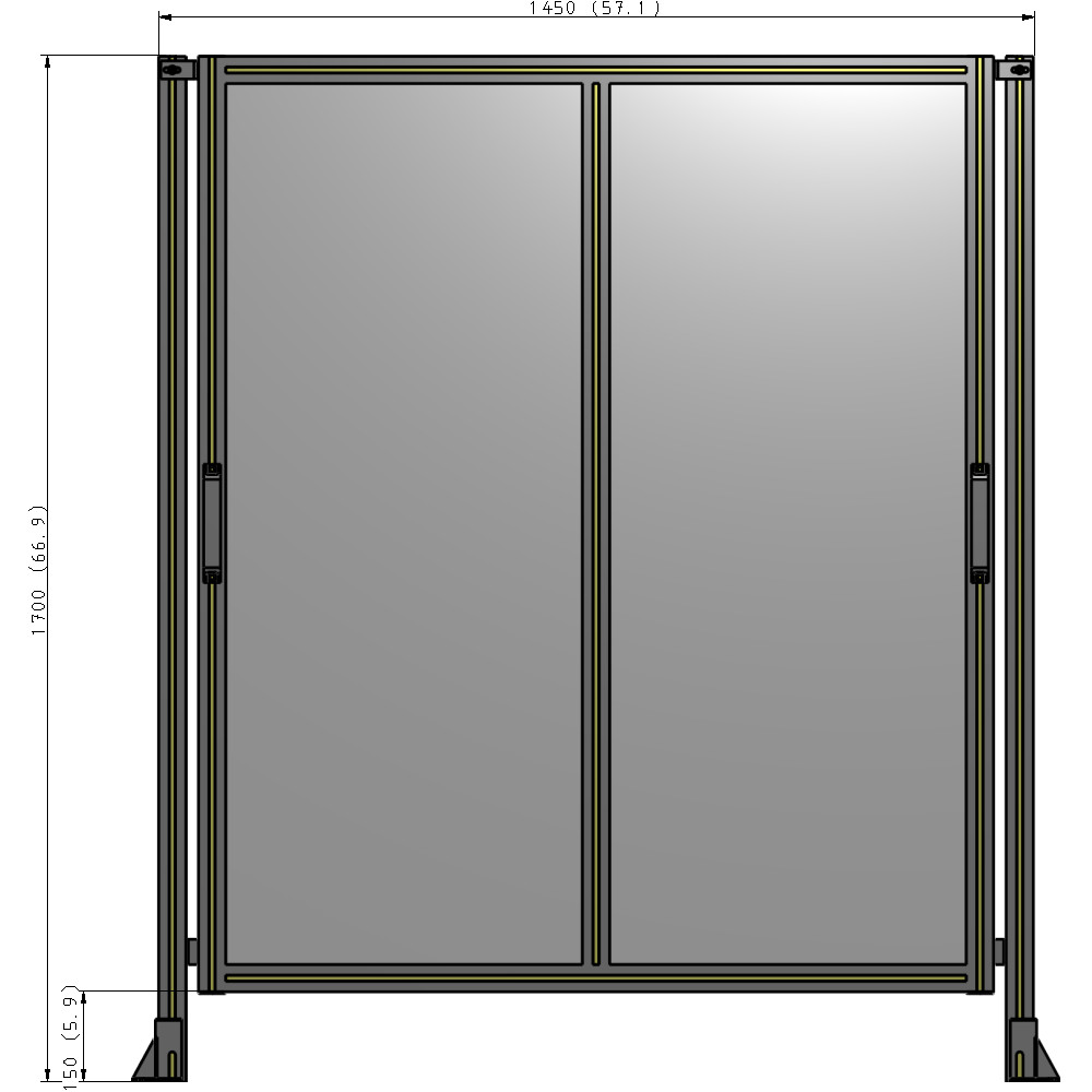E4-1700-1450-0150-GYPTA DOUBLE REMOVABLE PANEL WITH LEGS 1700MM X 1450MM 1/4" POLYCARBONATE, FULLY ASSEMBLED