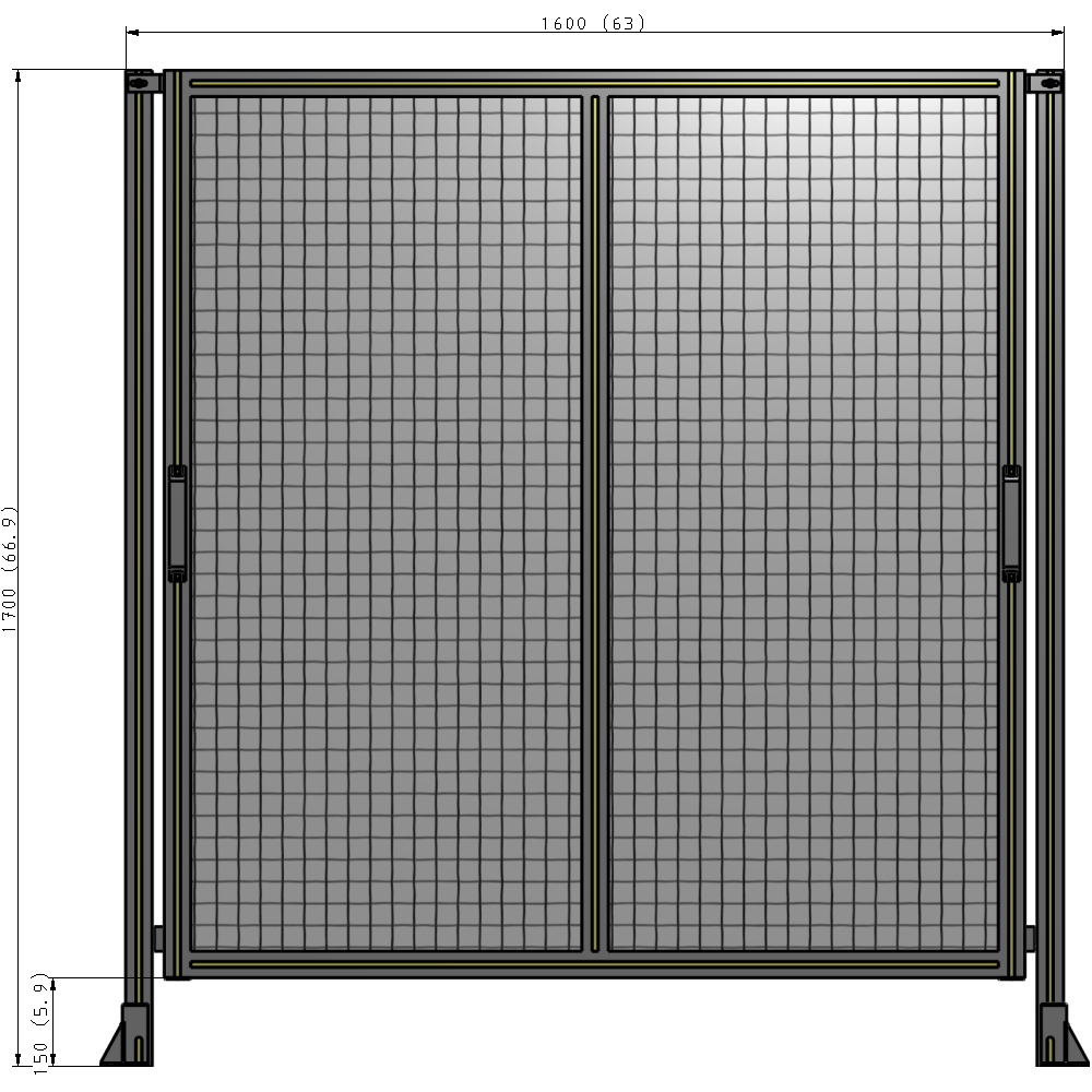 E4-1700-1600-0150-GYMTK DOUBLE REMOVABLE PANEL WITH LEGS 1700MM X 1600MM 1" MESH, AS A KIT
