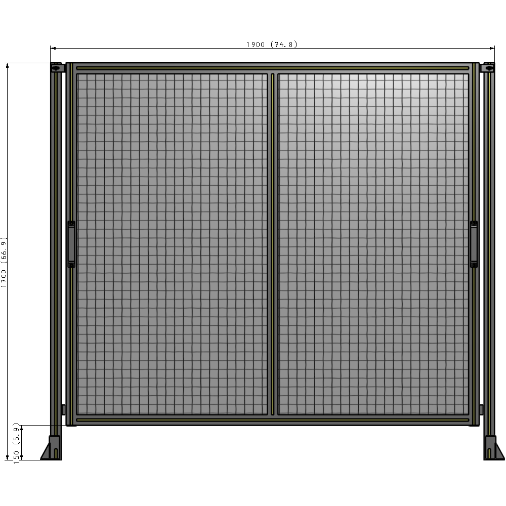 E4-1700-1900-0150-GYMTK DOUBLE REMOVABLE PANEL WITH LEGS 1700MM X 1900MM 1" MESH, AS A KIT