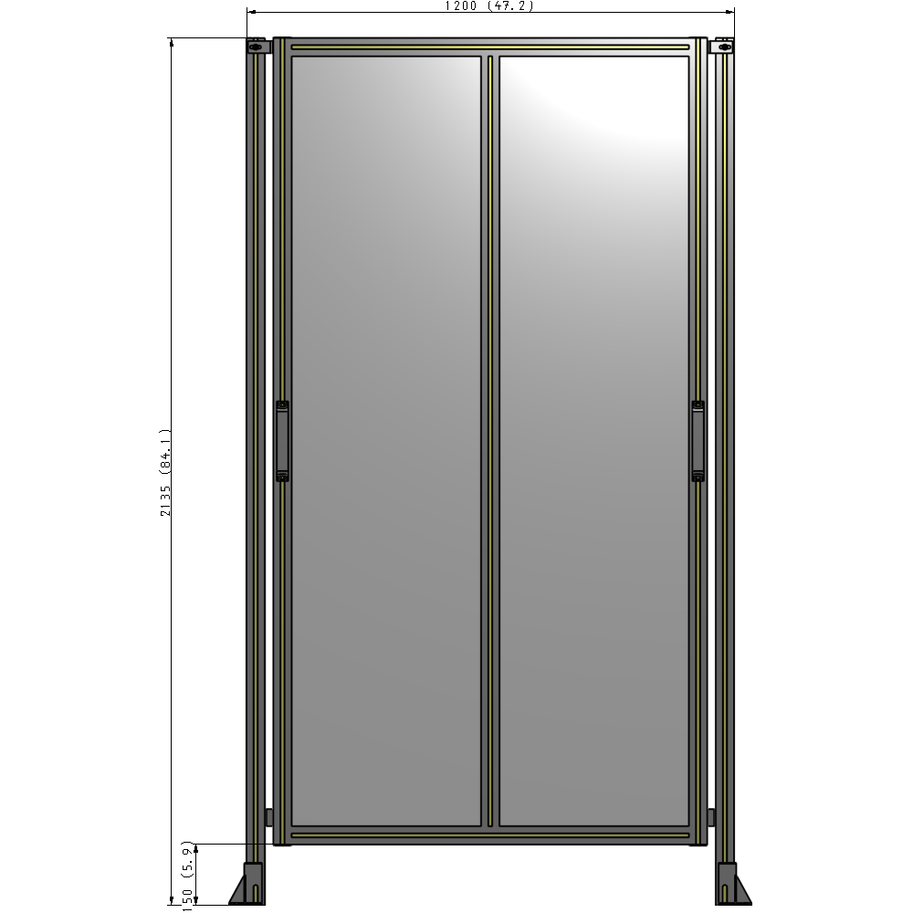 E4-2135-1200-0150-GYPTK DOUBLE REMOVABLE PANEL WITH LEGS 2135MM X 1200MM 1/4" POLYCARBONATE, AS A KIT