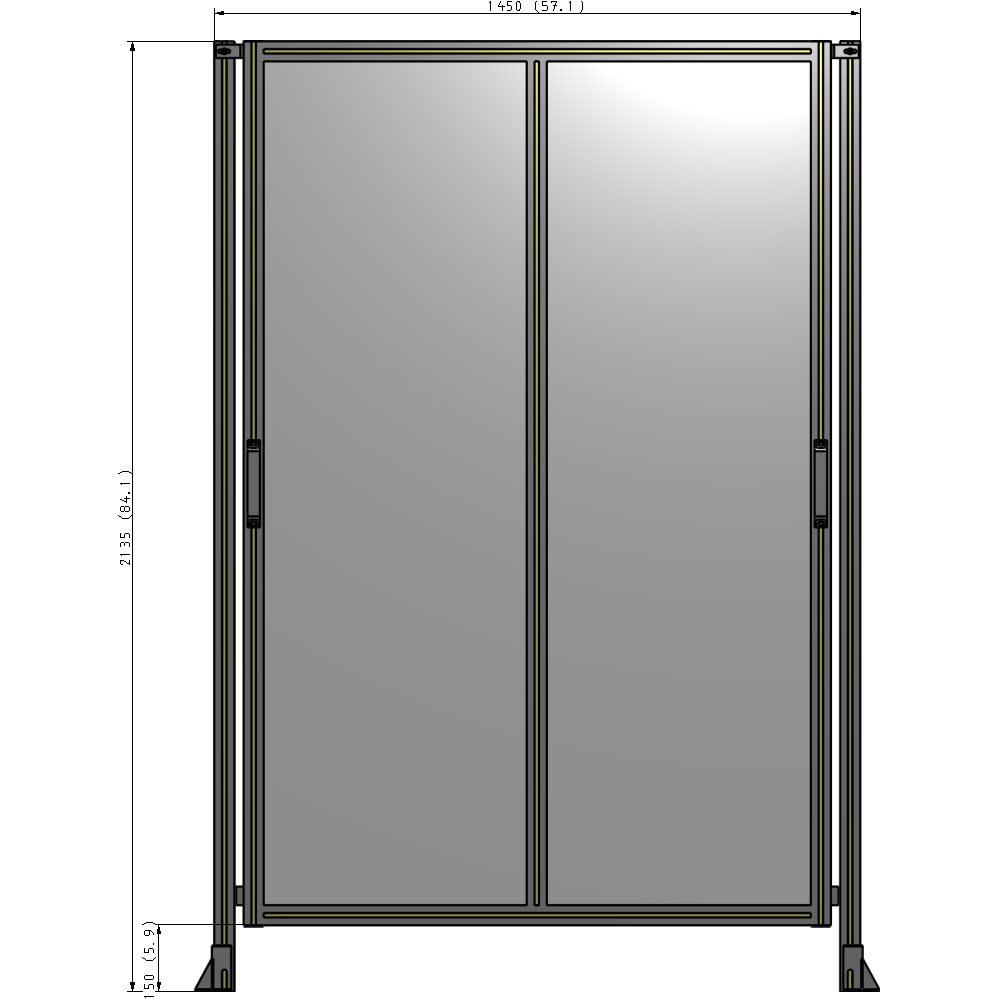 E4-2135-1450-0150-GYPTK DOUBLE REMOVABLE PANEL WITH LEGS 2135MM X 1450MM 1/4" POLYCARBONATE, AS A KIT