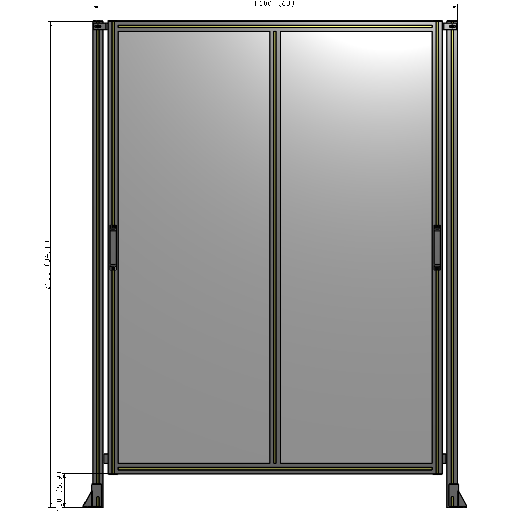 E4-2135-1600-0150-GYPTA DOUBLE REMOVABLE PANEL WITH LEGS  2135MM X 1600MM 1/4" POLYCARBONATE, FULLY ASSEMBLED