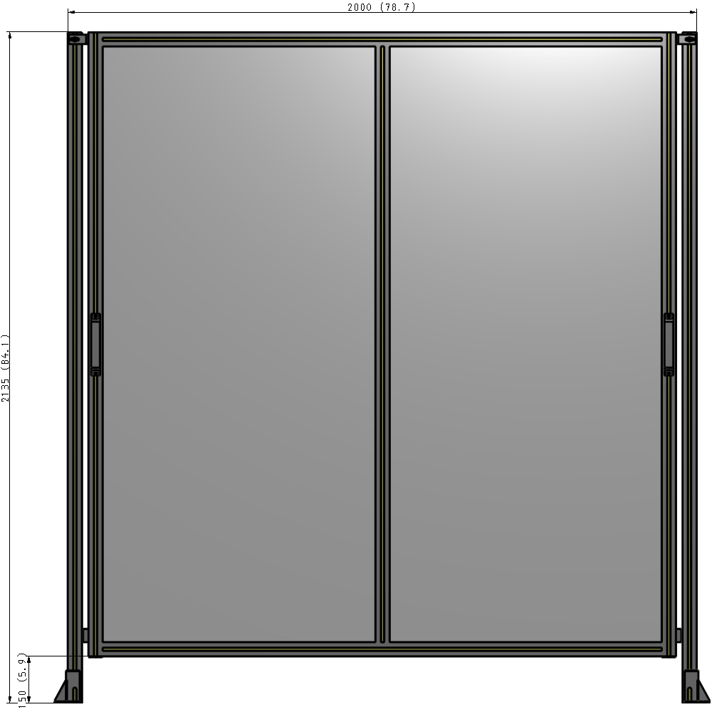 E4-2135-2000-0150-GYPTA DOUBLE REMOVABLE PANEL WITH LEGS  2135MM X 2000MM 1/4" POLYCARBONATE, FULLY ASSEMBLED