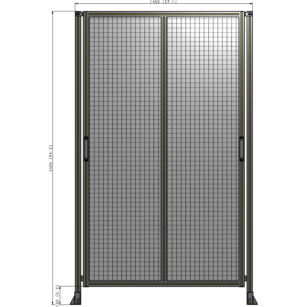E4-2400-1450-0150-GYMTA DOUBLE REMOVABLE PANEL WITH LEGS 2400MM X 1450MM 1" MESH, FULLY ASSEMBLED