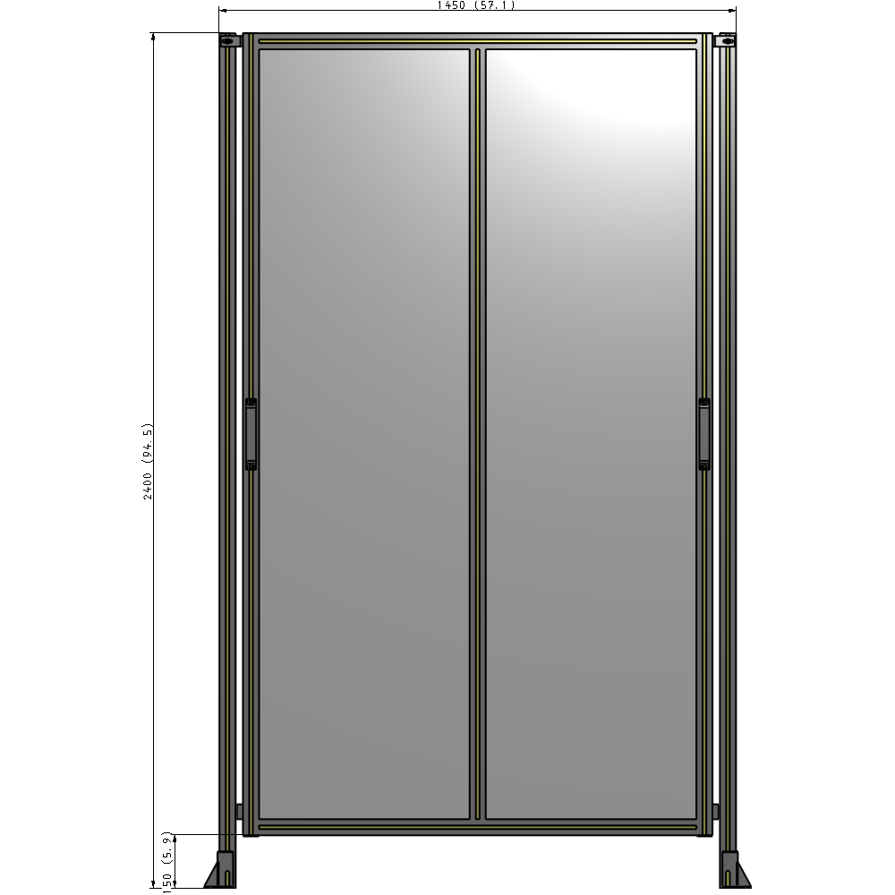 E4-2400-1450-0150-GYPTA DOUBLE REMOVABLE PANEL WITH LEGS 2400MM X 1450MM 1/4" POLYCARBONATE, FULLY ASSEMBLED
