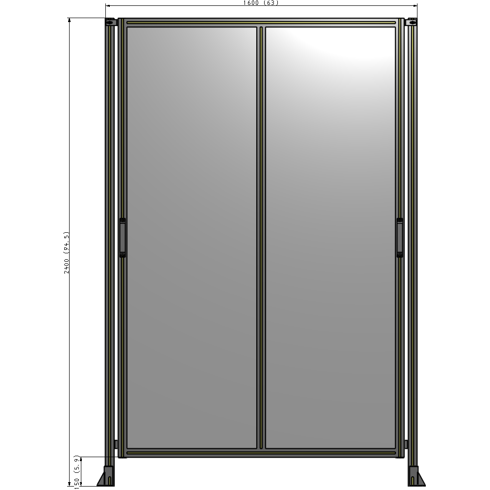 E4-2400-1600-0150-GYPTA DOUBLE REMOVABLE PANEL WITH LEGS 2400MM X 1600MM 1/4" POLYCARBONATE, FULLY ASSEMBLED