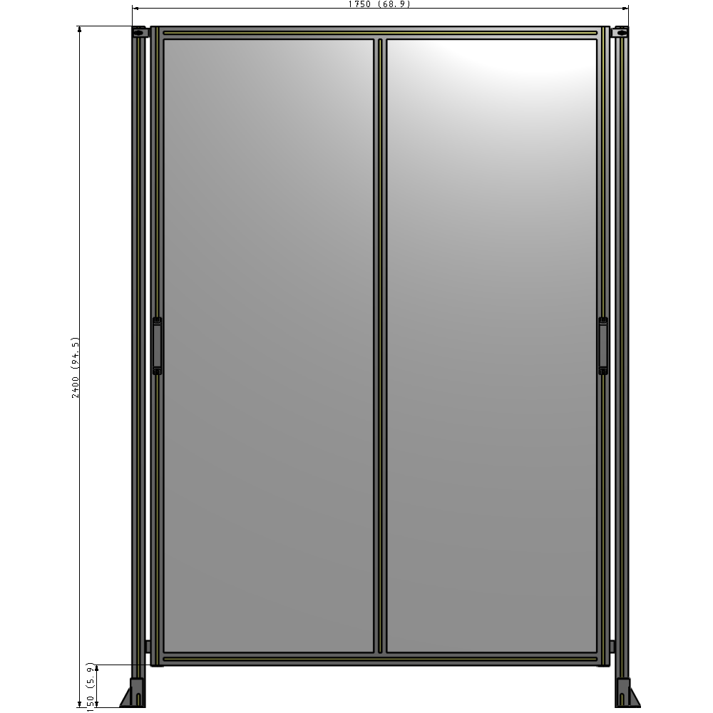 E4-2400-1750-0150-GYPTA DOUBLE REMOVABLE PANEL WITH LEGS 2400MM X 1750MM 1/4" POLYCARBONATE, FULLY ASSEMBLED