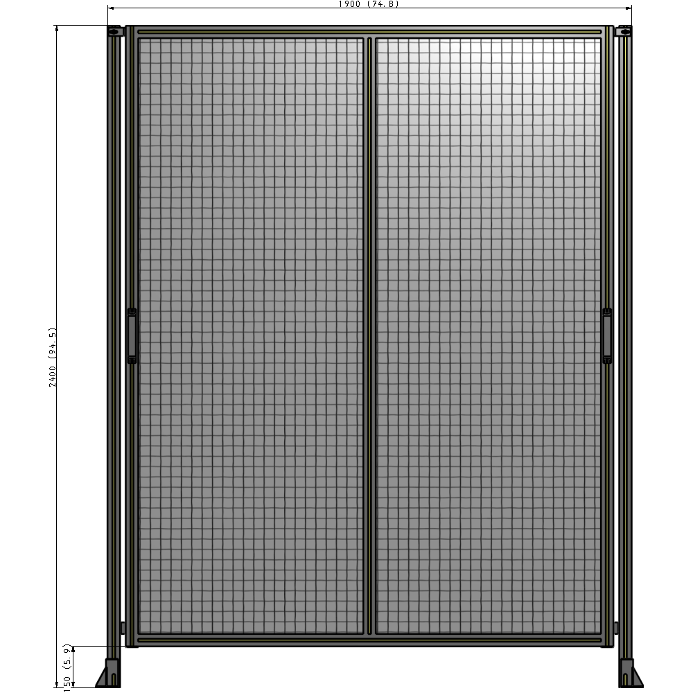E4-2400-1900-0150-GYMTA DOUBLE REMOVABLE PANEL WITH LEGS 2400MM X 1900MM 1" MESH, FULLY ASSEMBLED