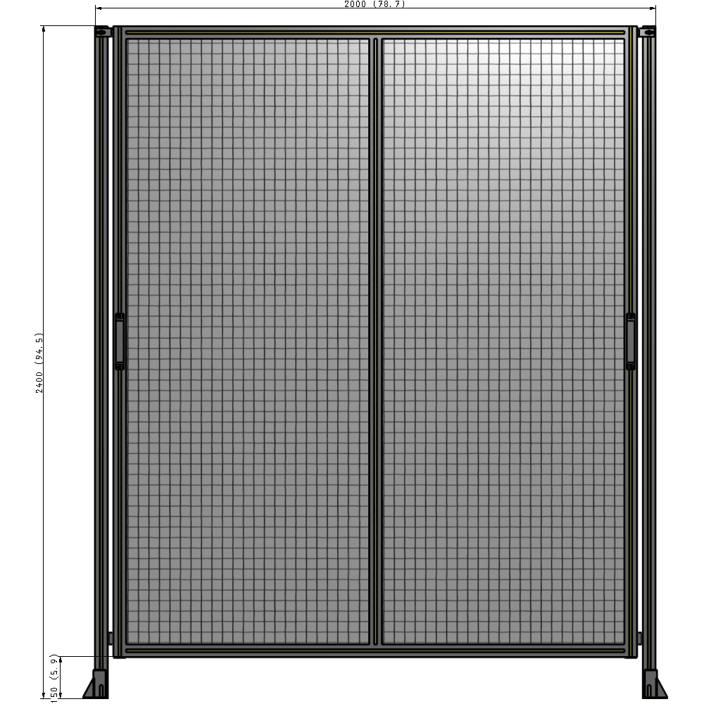 E4-2400-2000-0150-GYMTK DOUBLE REMOVABLE PANEL WITH LEGS 2400MM X 2000MM 1" MESH, AS A KIT