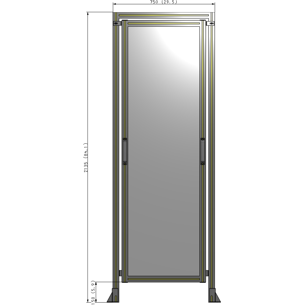 E5-2135-0750-0150-GYPTK SINGLE REMOVABLE PANEL WITH LEGS AND A HEADER 2135MM X 750MM 1/4" POLYCARBONATE, AS A KIT
