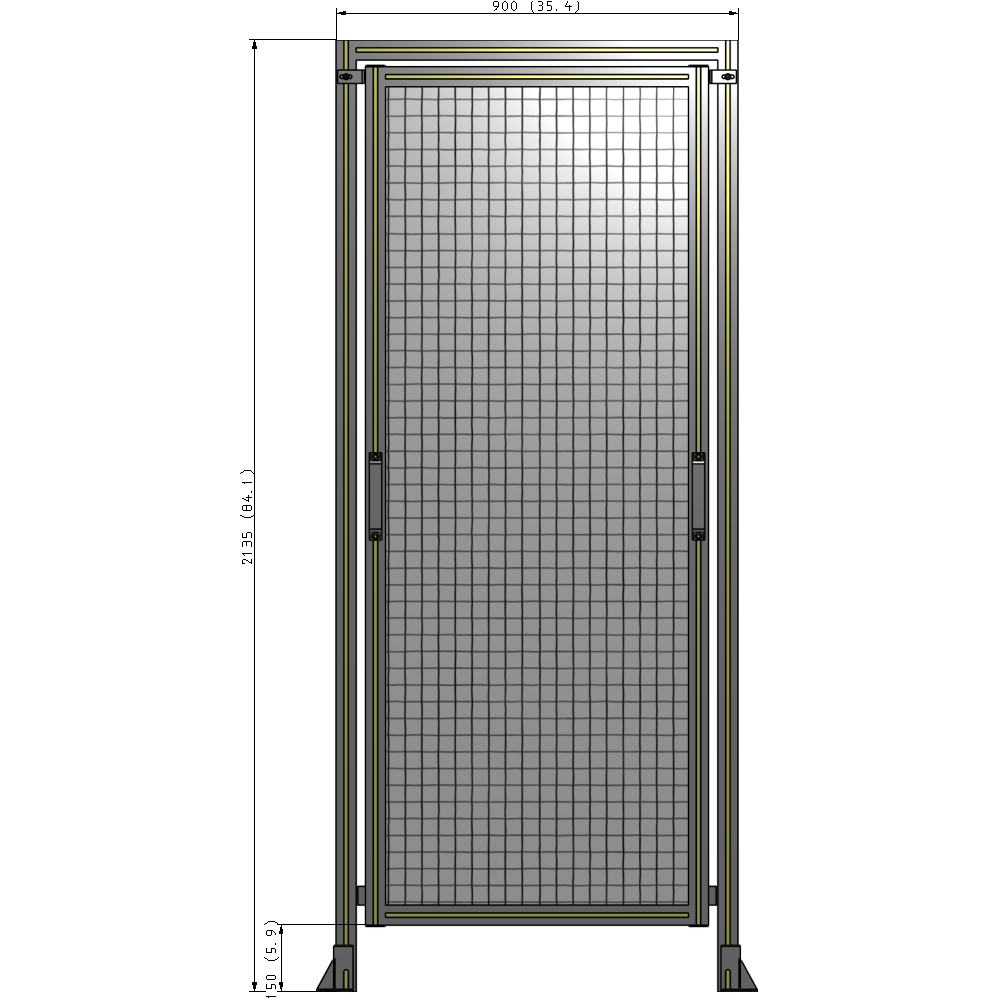 E5-2135-0900-0150-GYMTK SINGLE REMOVABLE PANEL WITH LEGS AND A HEADER 2135MM X 900MM 1" MESH, AS A KIT