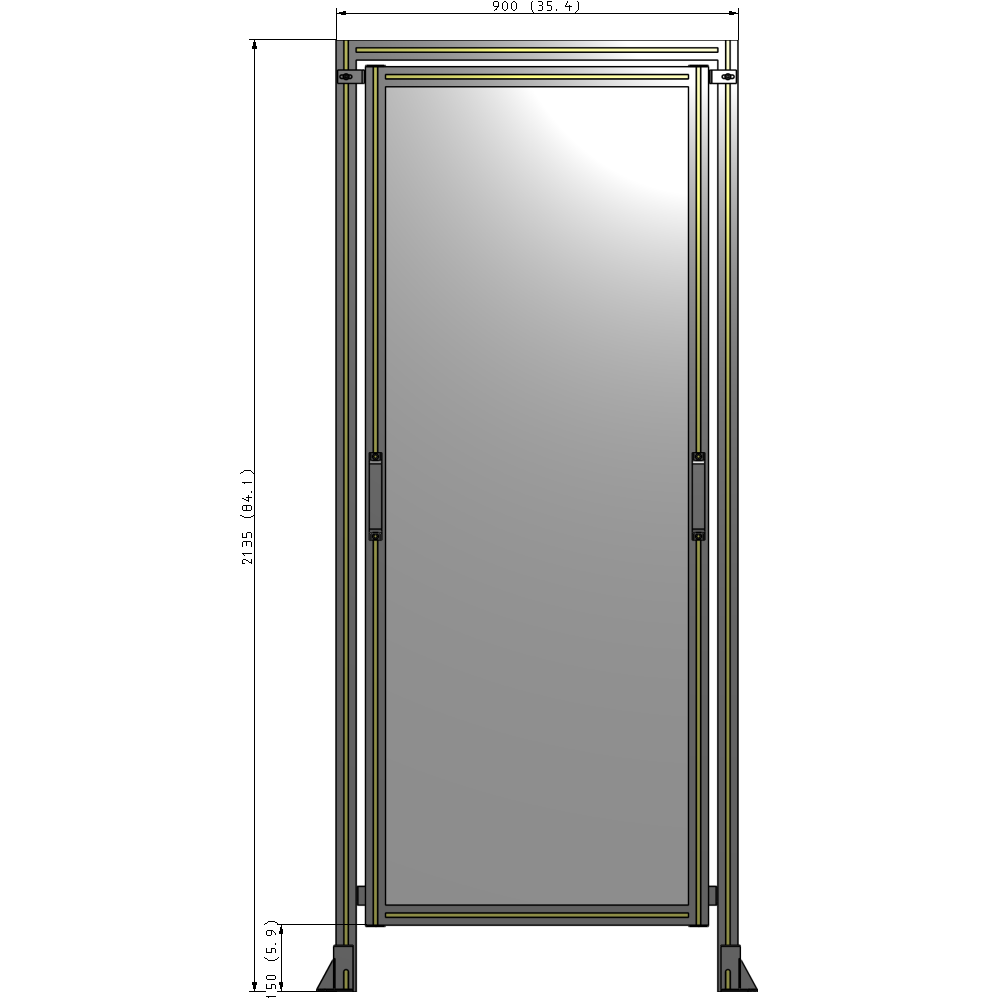 E5-2135-0900-0150-GYPTK SINGLE REMOVABLE PANEL WITH LEGS AND A HEADER 2135MM X 900MM 1/4" POLYCARBONATE, AS A KIT