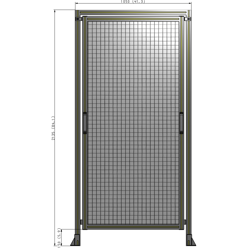 E5-2135-1050-0150-GYMTA SINGLE REMOVABLE PANEL WITH LEGS AND A HEADER 2135MM X 1050MM 1" MESH, FULLY ASSEMBLED