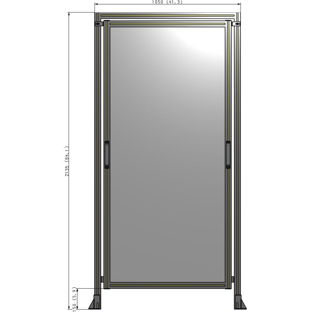 E5-2135-1050-0150-GYPTK SINGLE REMOVABLE PANEL WITH LEGS AND A HEADER 2135MM X 1050MM 1/4" POLYCARBONATE, AS A KIT