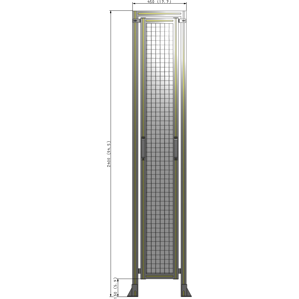 E5-2400-0450-0150-GYMTK SINGLE REMOVABLE PANEL WITH LEGS AND A HEADER 2400MM X 450MM 1" MESH, AS A KIT