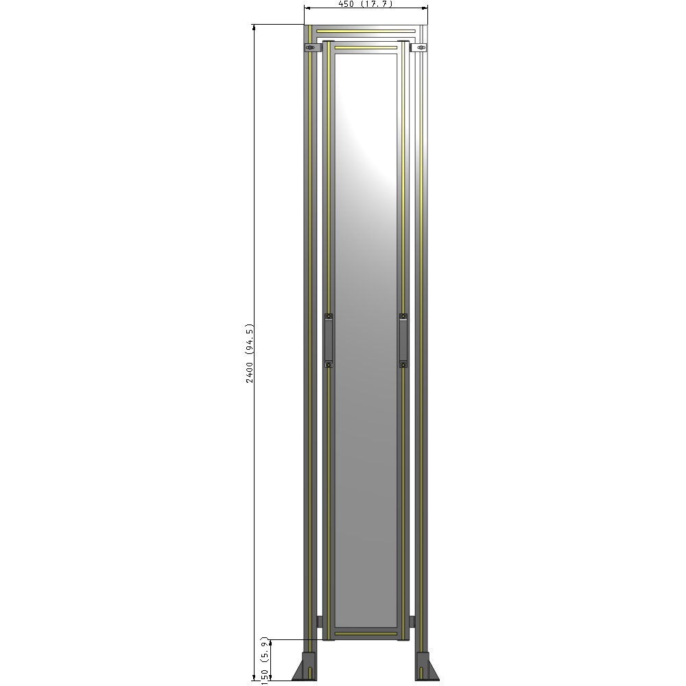 E5-2400-0450-0150-GYPTK SINGLE REMOVABLE PANEL WITH LEGS AND A HEADER  2400MM X 450MM 1/4" POLYCARBONATE, AS A KIT
