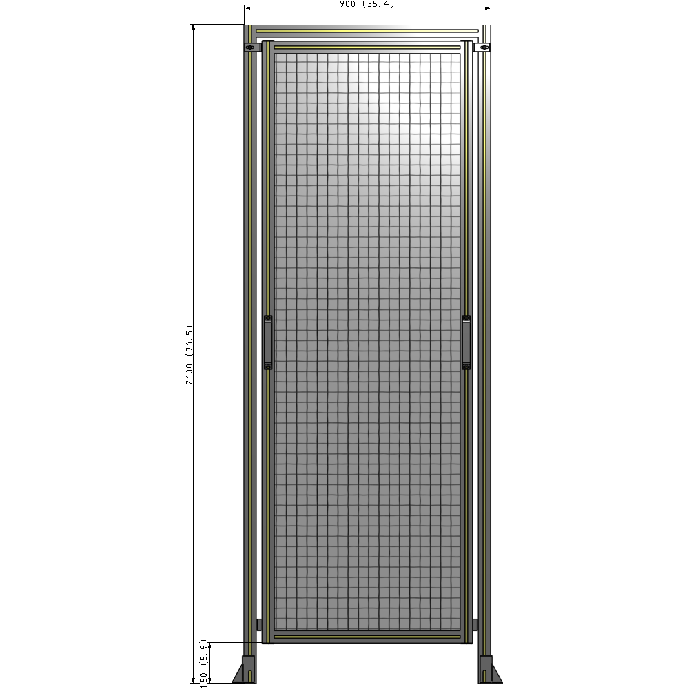E5-2400-0900-0150-GYMTK SINGLE REMOVABLE PANEL WITH LEGS AND A HEADER 2400MM X 900MM 1" MESH, AS A KIT
