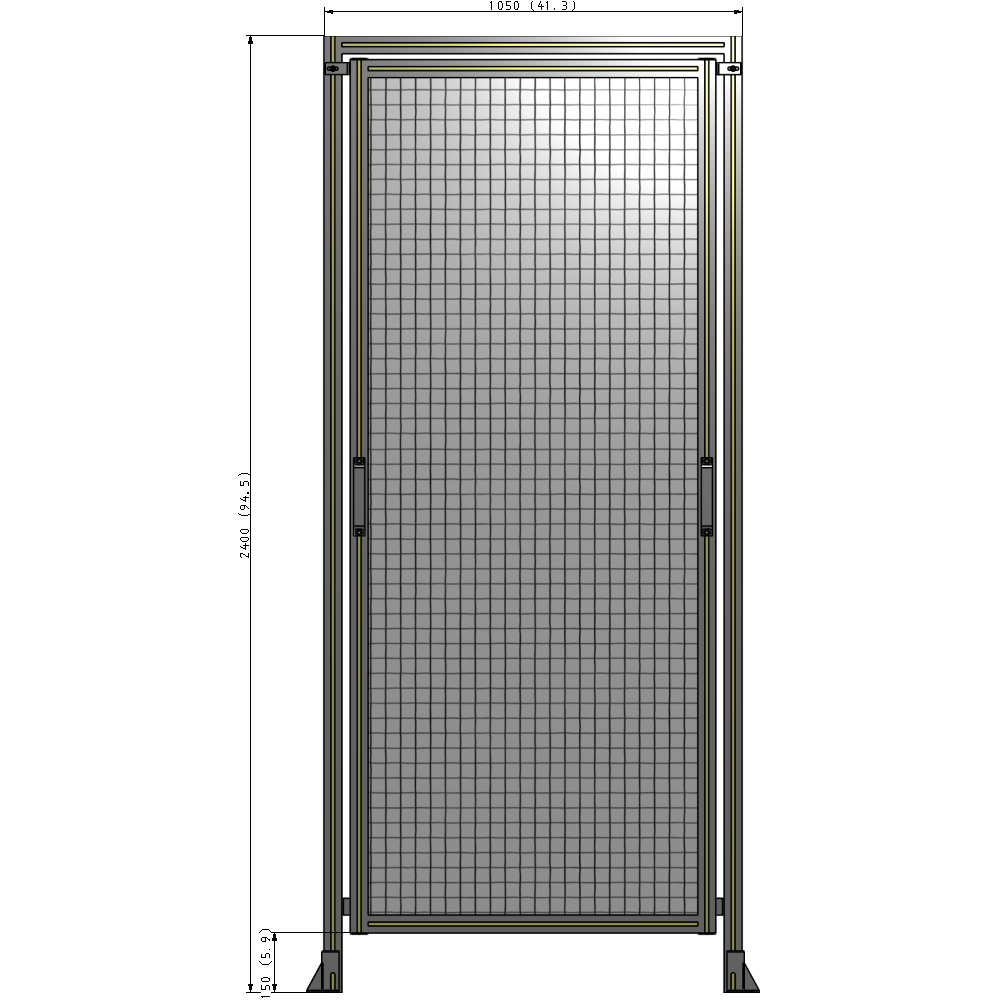 E5-2400-1050-0150-GYMTA SINGLE REMOVABLE PANEL WITH LEGS AND A HEADER  2400MM X 1050MM 1" MESH, FULLY ASSEMBLED