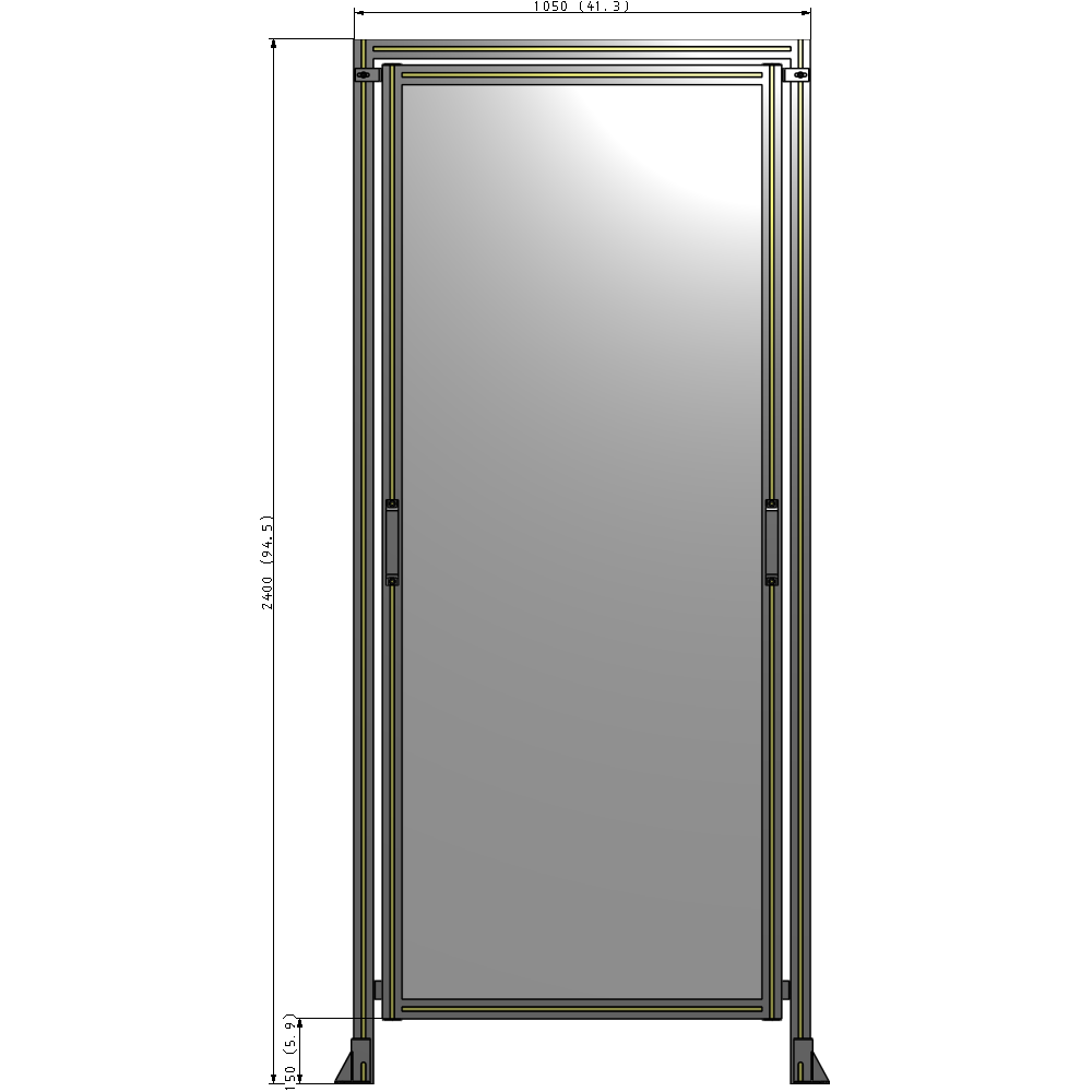 E5-2400-1050-0150-GYPTA SINGLE REMOVABLE PANEL WITH LEGS AND A HEADER  2400MM X 1050MM 1/4" POLYCARBONATE, FULLY ASSEMBLED