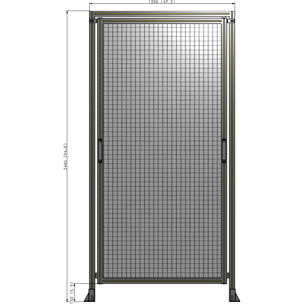 E5-2400-1200-0150-GYMTK SINGLE REMOVABLE PANEL WITH LEGS AND A HEADER  2400MM X 1200MM 1" MESH, AS A KIT