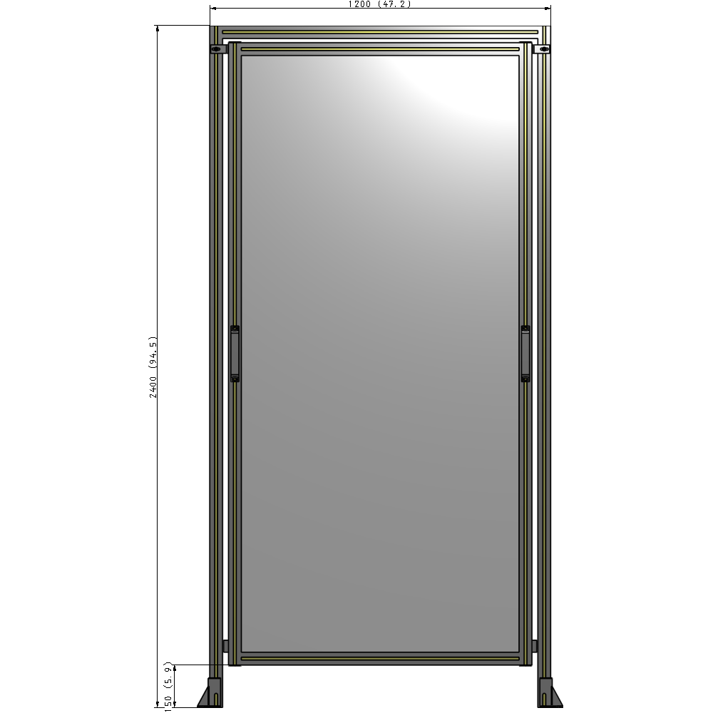 E5-2400-1200-0150-GYPTA SINGLE REMOVABLE PANEL WITH LEGS AND A HEADER 2400MM X 1200MM 1/4" POLYCARBONATE, FULLY ASSEMBLED