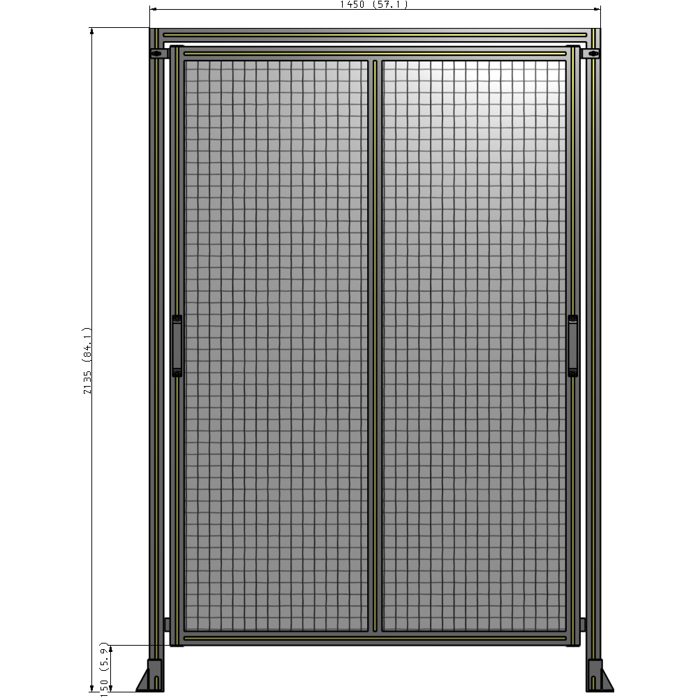 E6-2135-1450-0150-GYMTK DOUBLE REMOVABLE PANEL WITH LEGS AND A HEADER 2135MM X 1450MM 1" MESH, AS A KIT