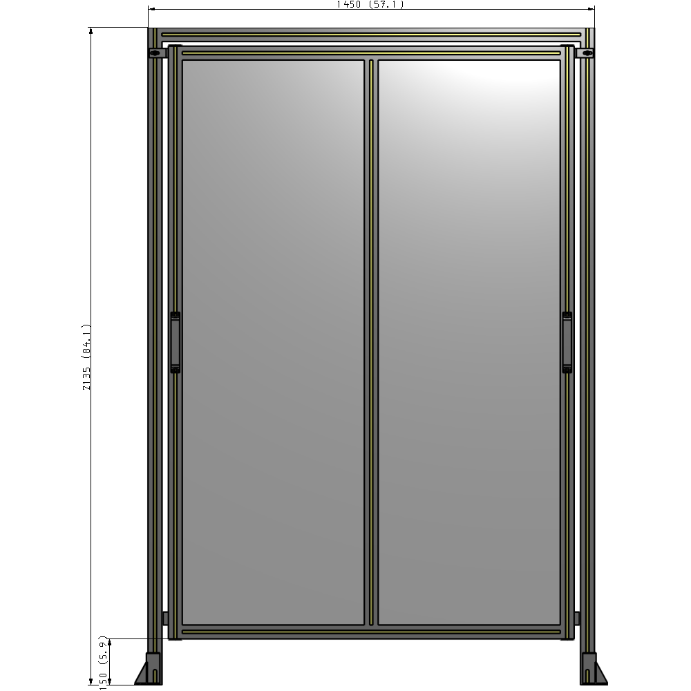 E6-2135-1450-0150-GYPTK DOUBLE REMOVABLE PANEL WITH LEGS AND A HEADER  2135MM X 1450MM 1/4" POLYCARBONATE, AS A KIT