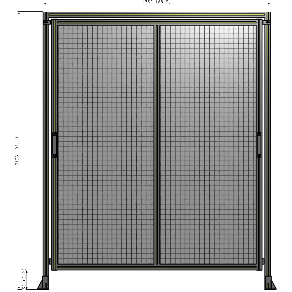 E6-2135-1750-0150-GYMTK DOUBLE REMOVABLE PANEL WITH LEGS AND A HEADER  2135MM X 1750MM 1" MESH, AS A KIT