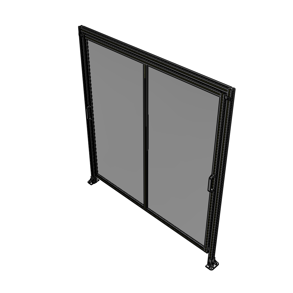E6-2135-2000-0150-GYPTA DOUBLE REMOVABLE PANEL WITH LEGS AND A HEADER 2135MM X 2000MM 1/4" POLYCARBONATE, FULLY ASSEMBLED