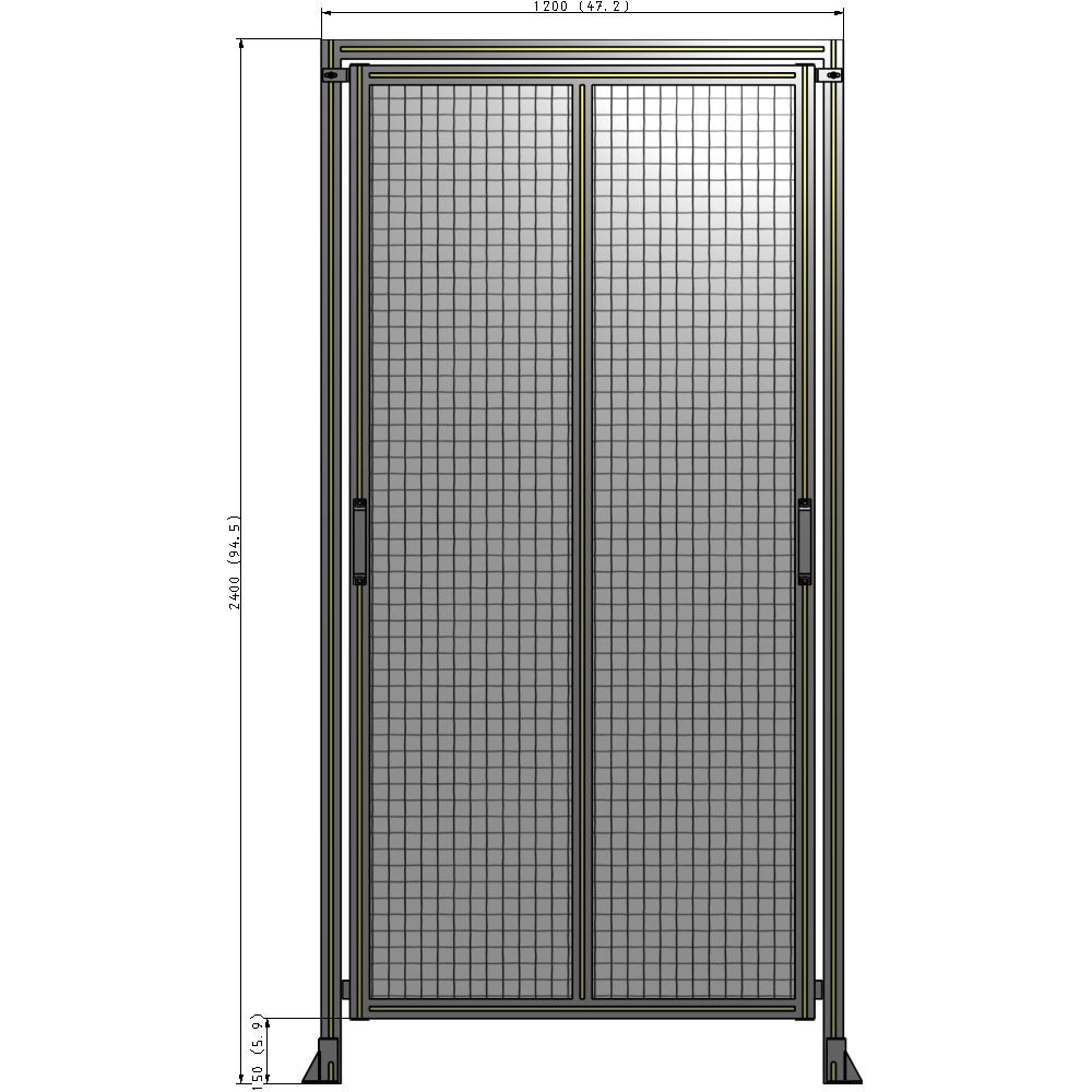 E6-2400-1200-0150-GYMTK DOUBLE REMOVABLE PANEL WITH LEGS AND A HEADER  2400MM X 1200MM 1" MESH, AS A KIT