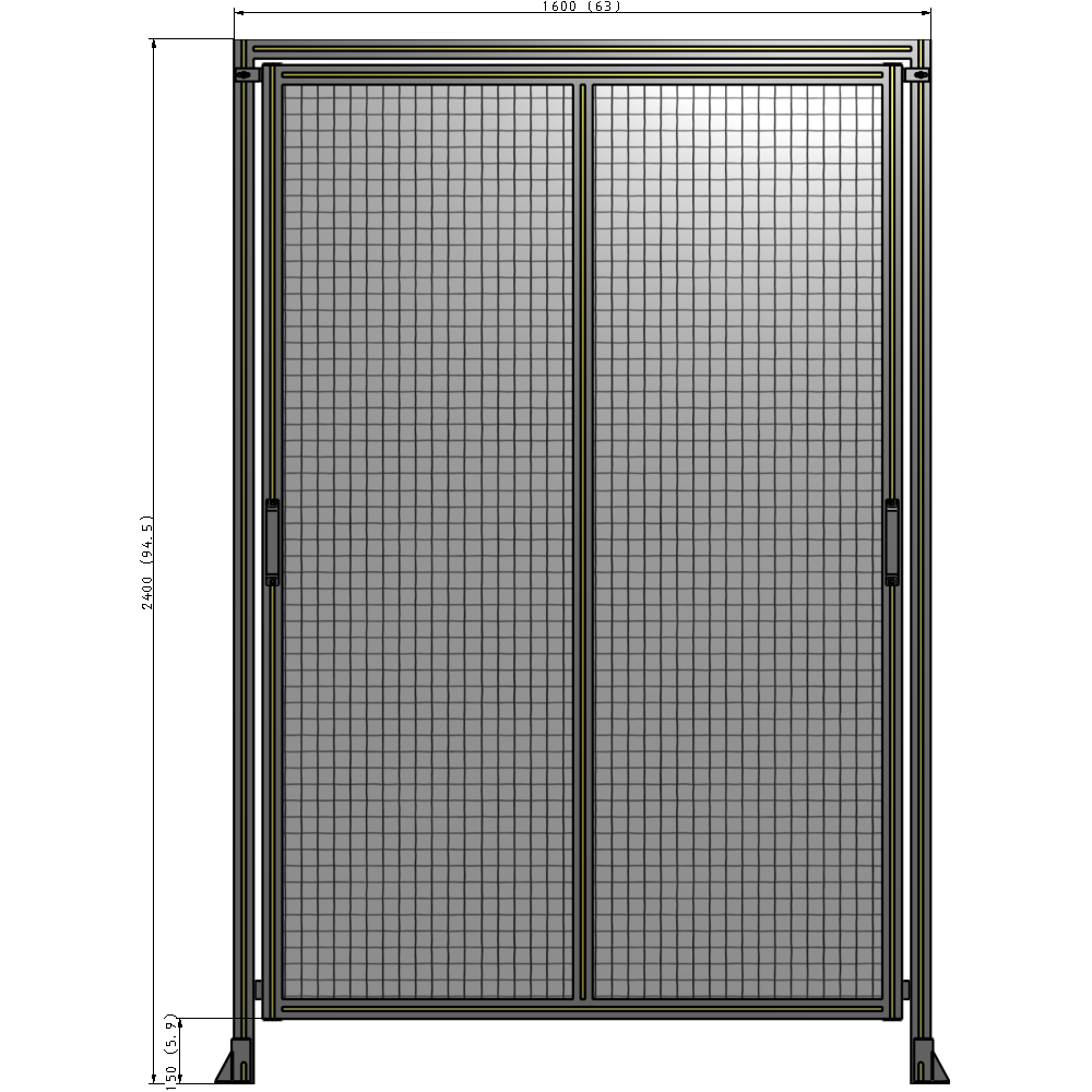 E6-2400-1600-0150-GYMTK DOUBLE REMOVABLE PANEL WITH LEGS AND A HEADER  2400MM X 1600MM 1" MESH, AS A KIT