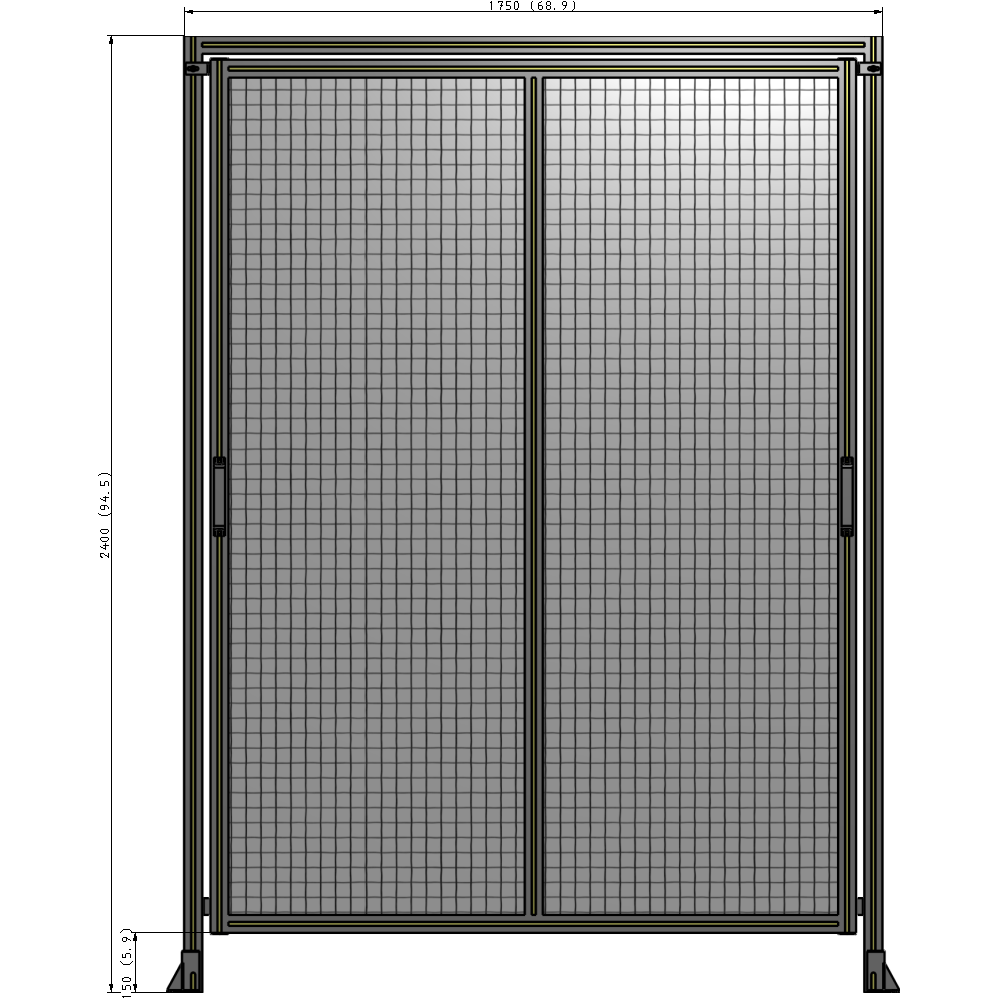 E6-2400-1750-0150-GYMTK DOUBLE REMOVABLE PANEL WITH LEGS AND A HEADER 2400MM X 1750MM 1" MESH, AS A KIT
