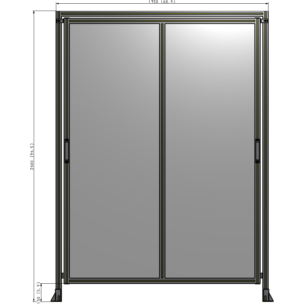 E6-2400-1750-0150-GYPTK DOUBLE REMOVABLE PANEL WITH LEGS AND A HEADER  2400MM X 1750MM 1/4" POLYCARBONATE, AS A KIT