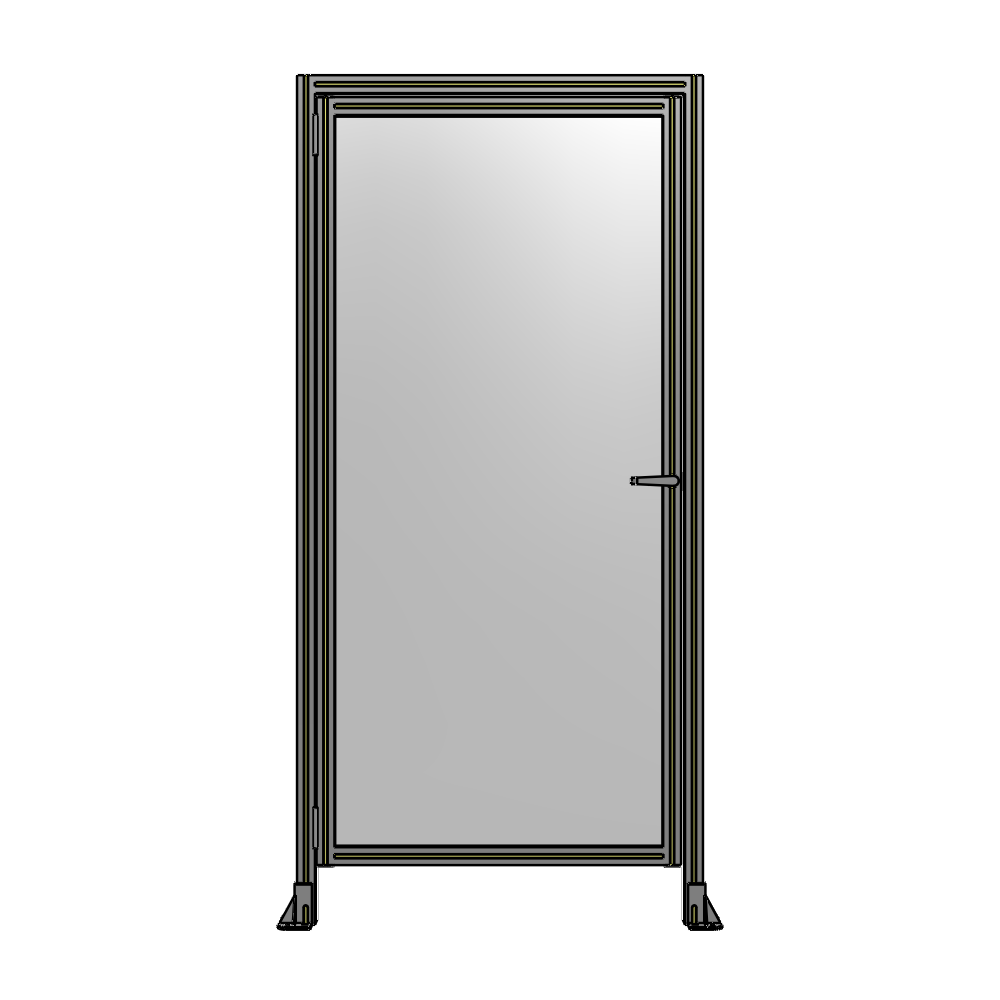 G1-2135-1020-0150-EYPTK DOOR WITH HEADER, HANDLE WITH INTERNAL EGRESS ON RIGHT 2135MM X 1020MM 1/4" POLYCARBONATE, AS A KIT