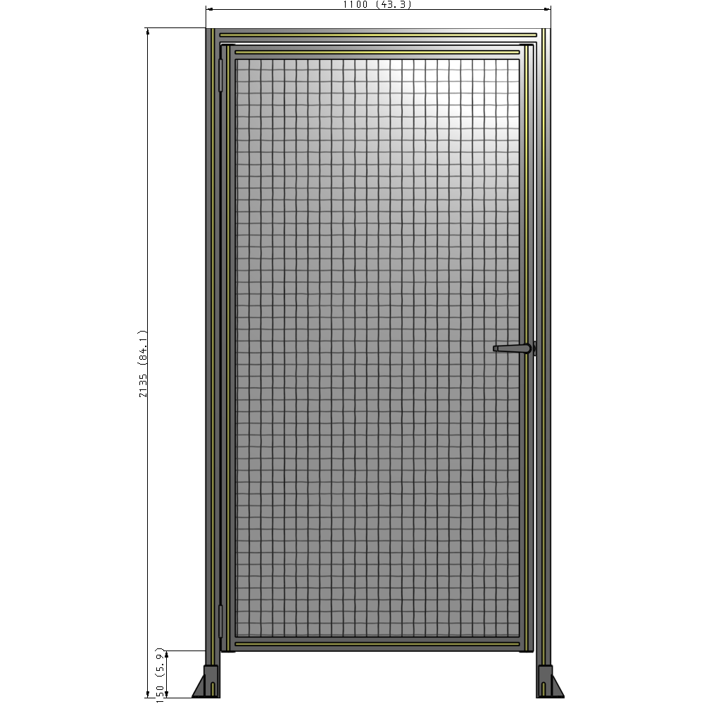 G1-2135-1100-0150-EYMTK DOOR WITH HEADER, HANDLE WITH INTERNAL EGRESS ON RIGHT 2135MM X 1100MM 1" MESH, AS A KIT