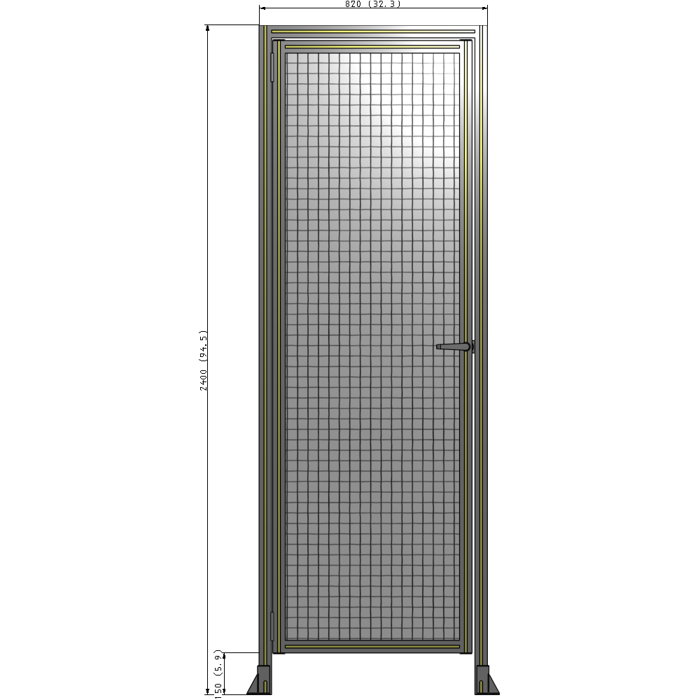 G1-2400-0820-0150-EYMTK DOOR WITH HEADER, HANDLE WITH INTERNAL EGRESS ON RIGHT 2400MM X 820MM 1" MESH, AS A KIT