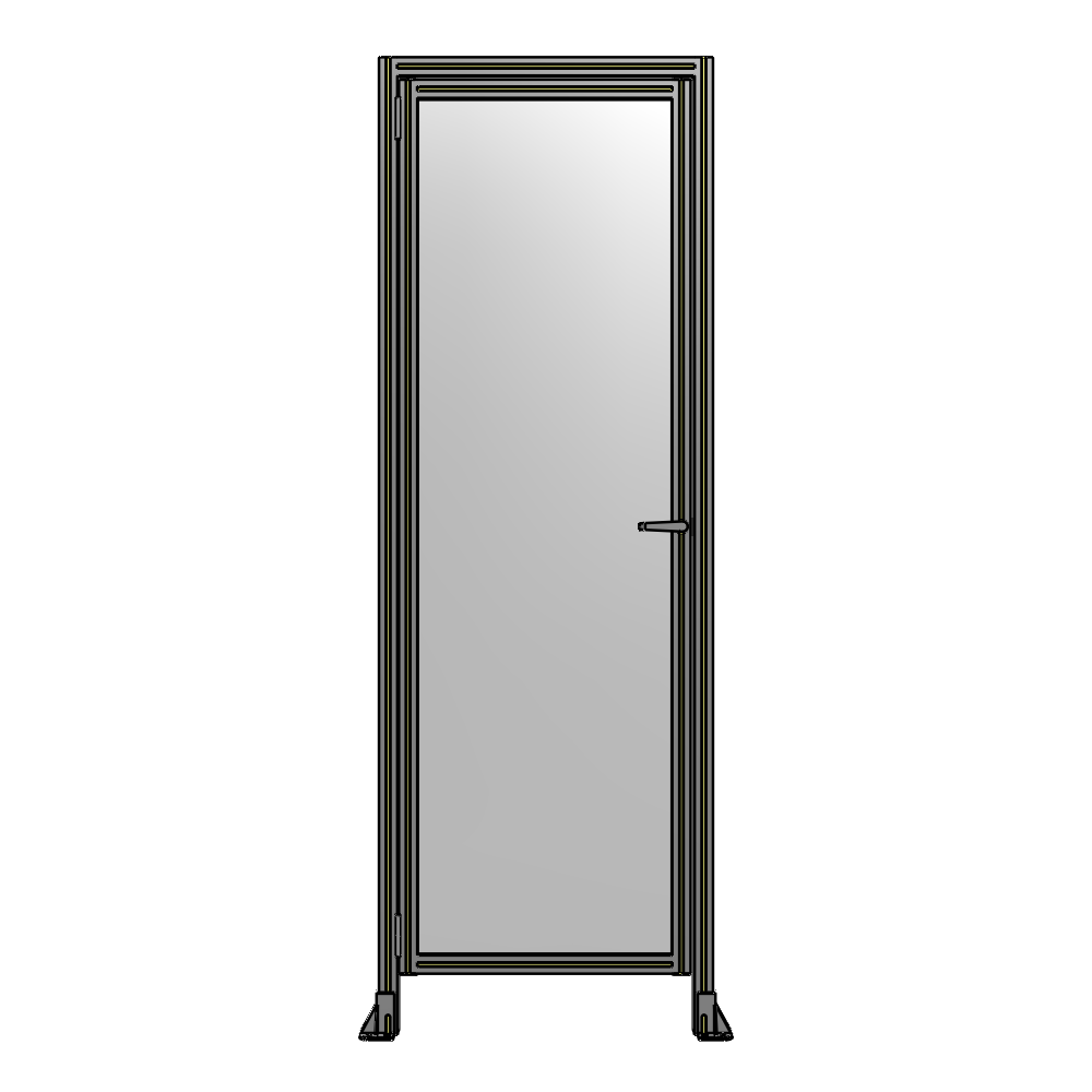 G1-2400-0820-0150-EYPTA DOOR WITH HEADER, HANDLE WITH INTERNAL EGRESS ON RIGHT 2400MM X 820MM 1/4" POLYCARBONATE, ASSEMBLED