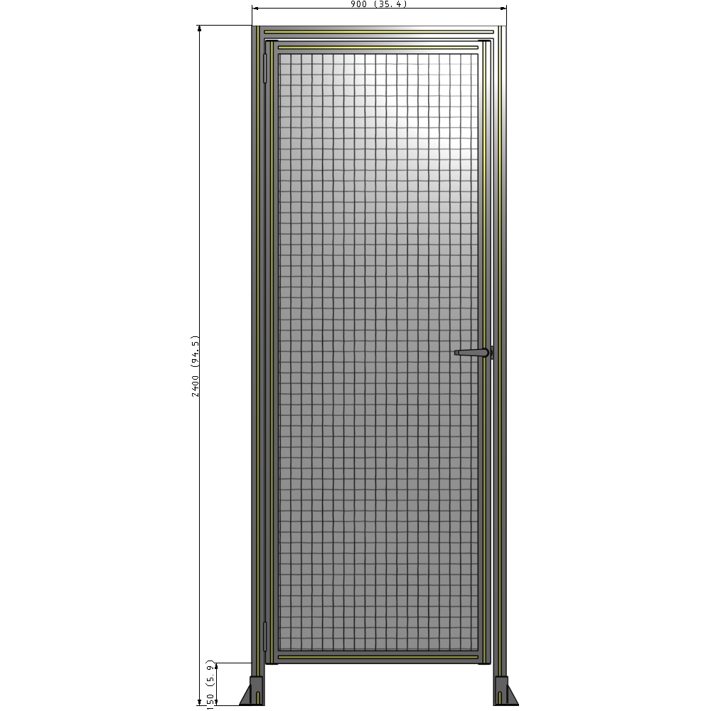 G1-2400-0900-0150-EYMTK DOOR WITH HEADER, HANDLE WITH INTERNAL EGRESS ON RIGHT 2400MM X 900MM 1" MESH, AS A KIT