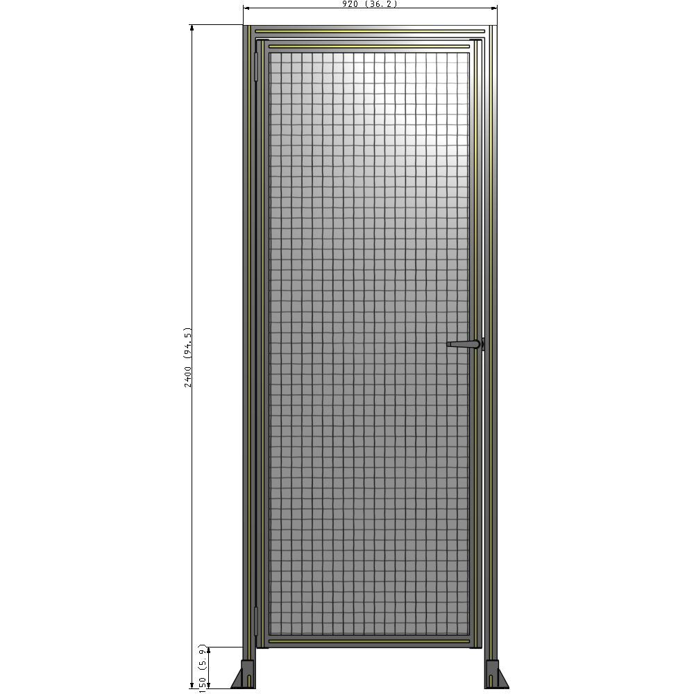 G1-2400-0920-0150-EYMTK DOOR WITH HEADER, HANDLE WITH INTERNAL EGRESS ON RIGHT 2400MM X 920MM 1" MESH, AS A KIT