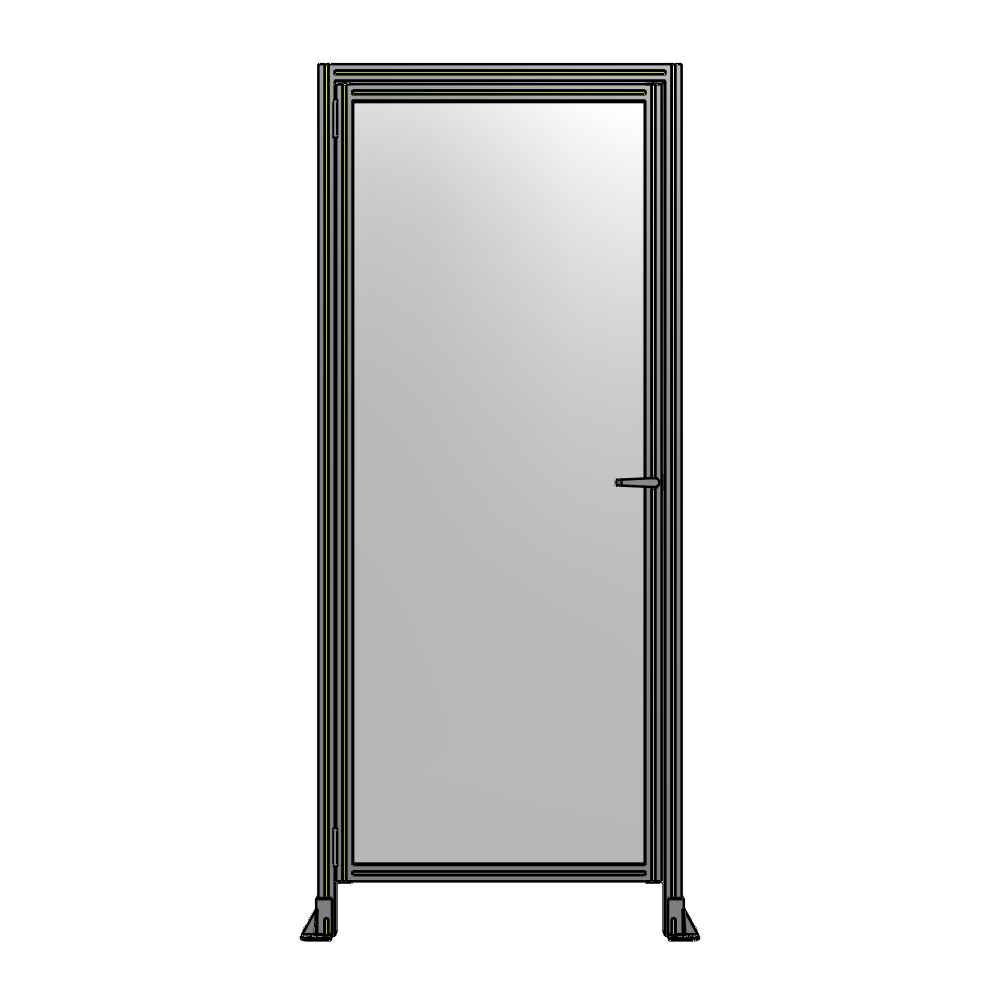 G1-2400-1000-0150-EYPTK DOOR WITH HEADER, HANDLE WITH INTERNAL EGRESS ON RIGHT 2400MM X 1000MM 1/4" POLYCARBONATE, AS A KIT