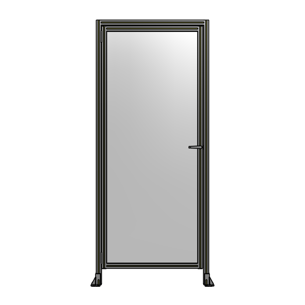 G1-2400-1020-0150-EYPTA DOOR WITH HEADER, HANDLE WITH INTERNAL EGRESS ON RIGHT 2400MM X 1020MM 1/4" POLYCARBONATE, ASSEMBLED