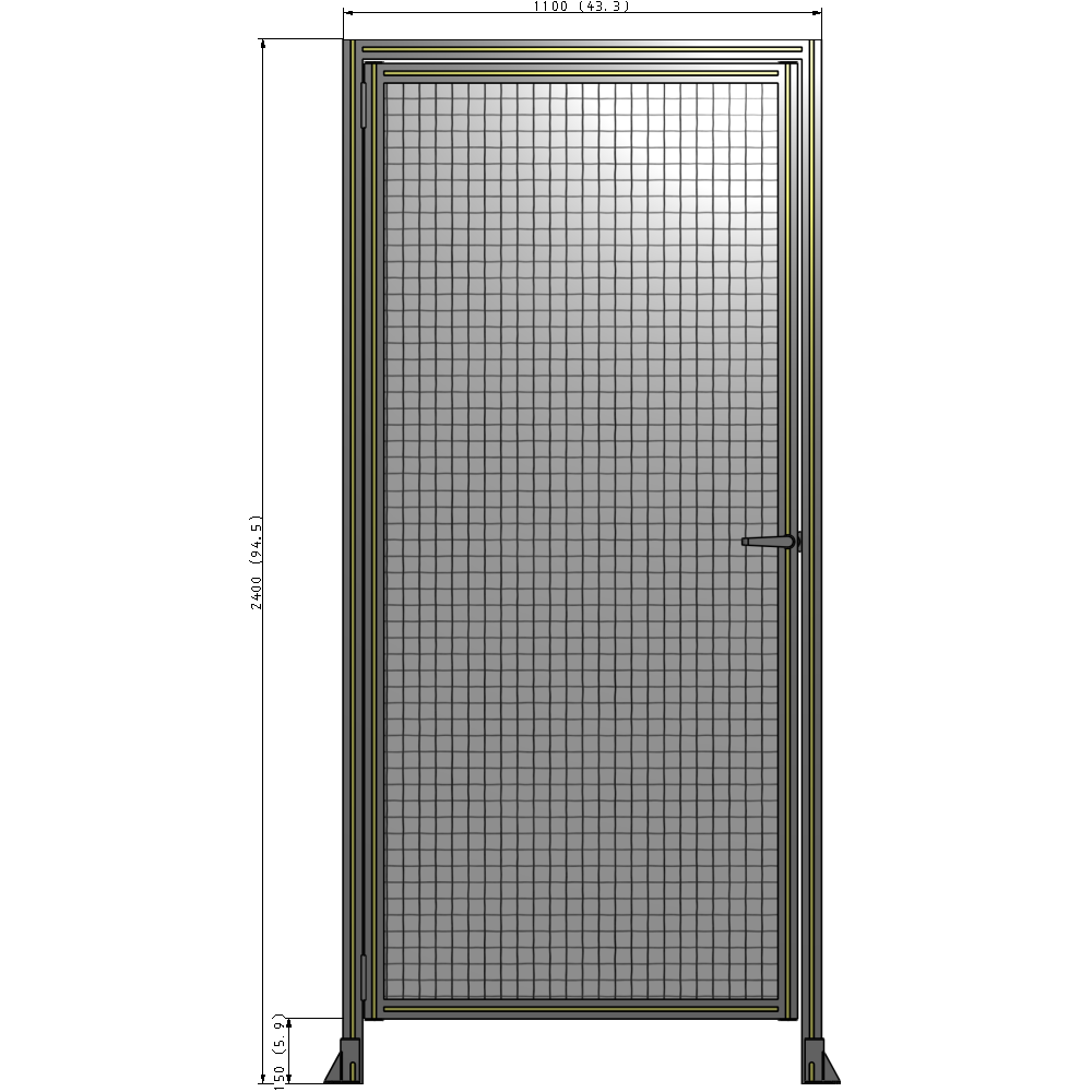 G1-2400-1100-0150-EYMTA DOOR WITH HEADER, HANDLE WITH INTERNAL EGRESS ON RIGHT 2400MM X 1100MM 1" MESH, FULLY ASSEMBLED