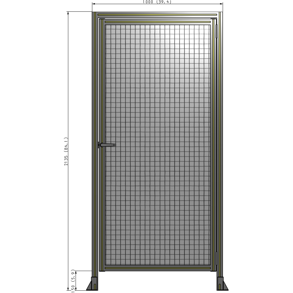 G2-2135-1000-0150-EYMTK DOOR WITH HEADER, HANDLE WITH INTERNAL EGRESS ON LEFT 2135MM X 1000MM 1" MESH, AS A KIT