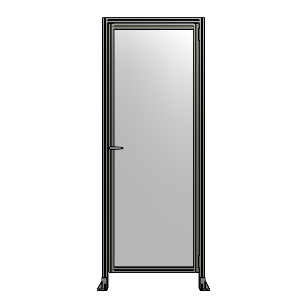 G2-2400-0900-0150-EYPTA DOOR WITH HEADER, HANDLE WITH INTERNAL EGRESS ON LEFT 2400MM X 900MM 1/4" POLYCARBONATE, ASSEMBLED