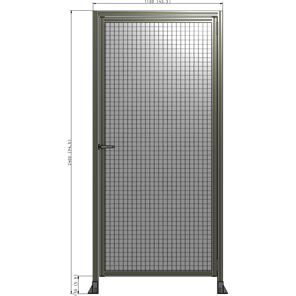 G2-2400-1100-0150-EYMTA DOOR WITH HEADER, HANDLE WITH INTERNAL EGRESS ON LEFT 2400MM X 1100MM 1" MESH, FULLY ASSEMBLED