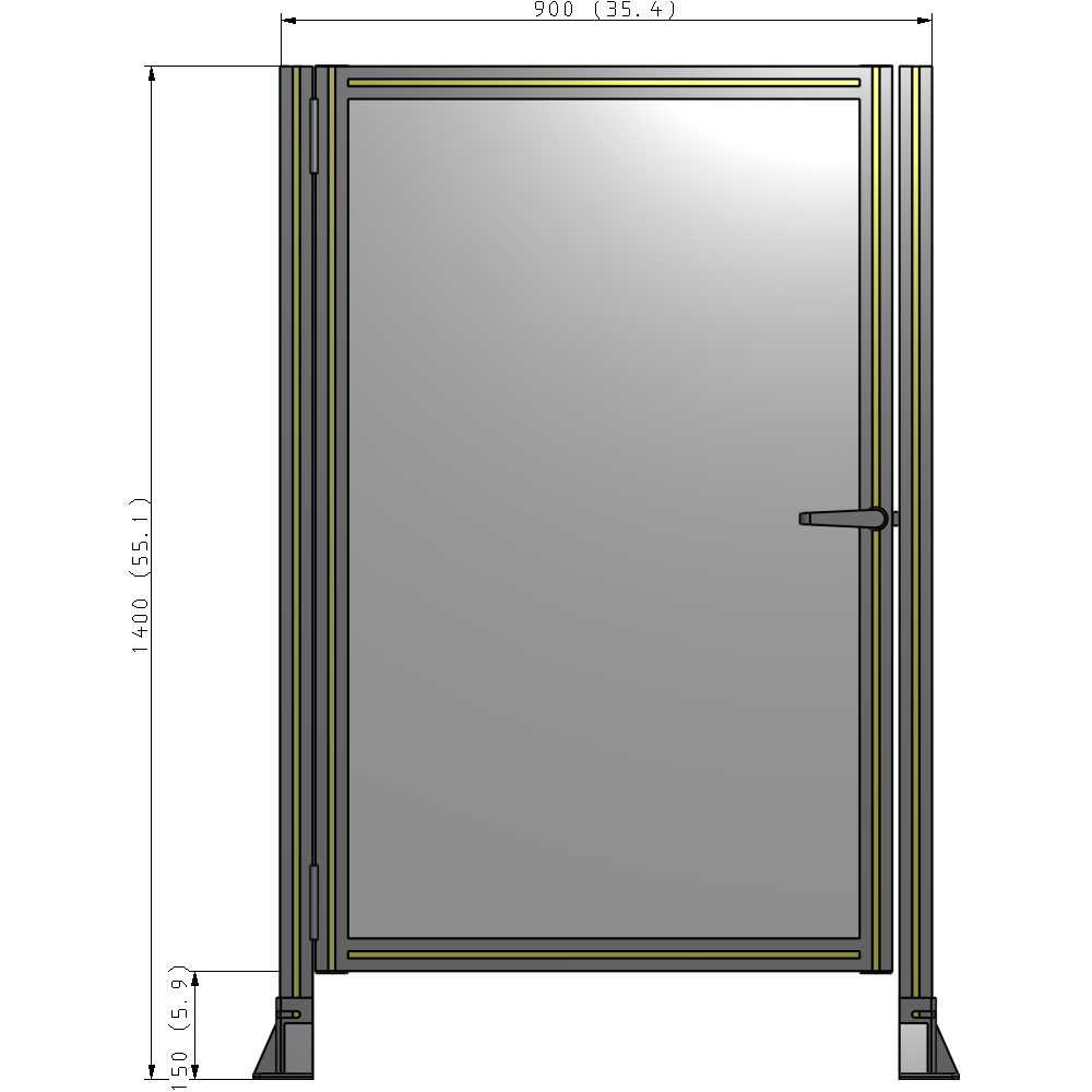 G5-1400-0900-0150-EYPTK DOOR-ROBUST FRAME, HANDLE/INTERNAL EGRESS ON RIGHT 1400MM X 900MM 1/4" POLYCARBONATE, AS A KIT