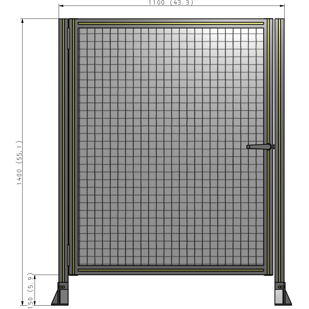 G5-1400-1100-0150-EYMTA DOOR-ROBUST FRAME, HANDLE/INTERNAL EGRESS ON RIGHT 1400MM X 1100MM 1" MESH, FULLY ASSEMBLED