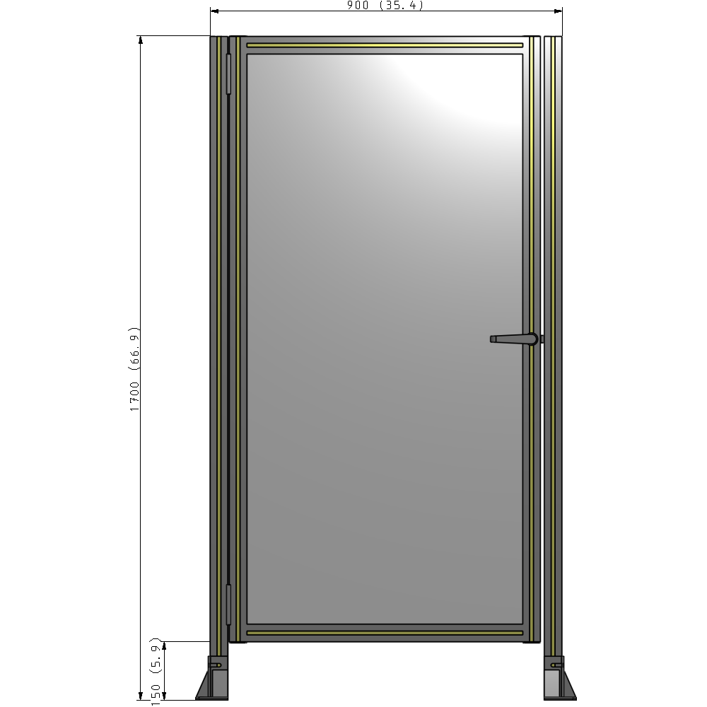 G5-1700-0900-0150-EYPTA DOOR-ROBUST FRAME, HANDLE/INTERNAL EGRESS ON RIGHT 1700MM X 900MM 1/4" POLYCARBONATE, ASSEMBLED