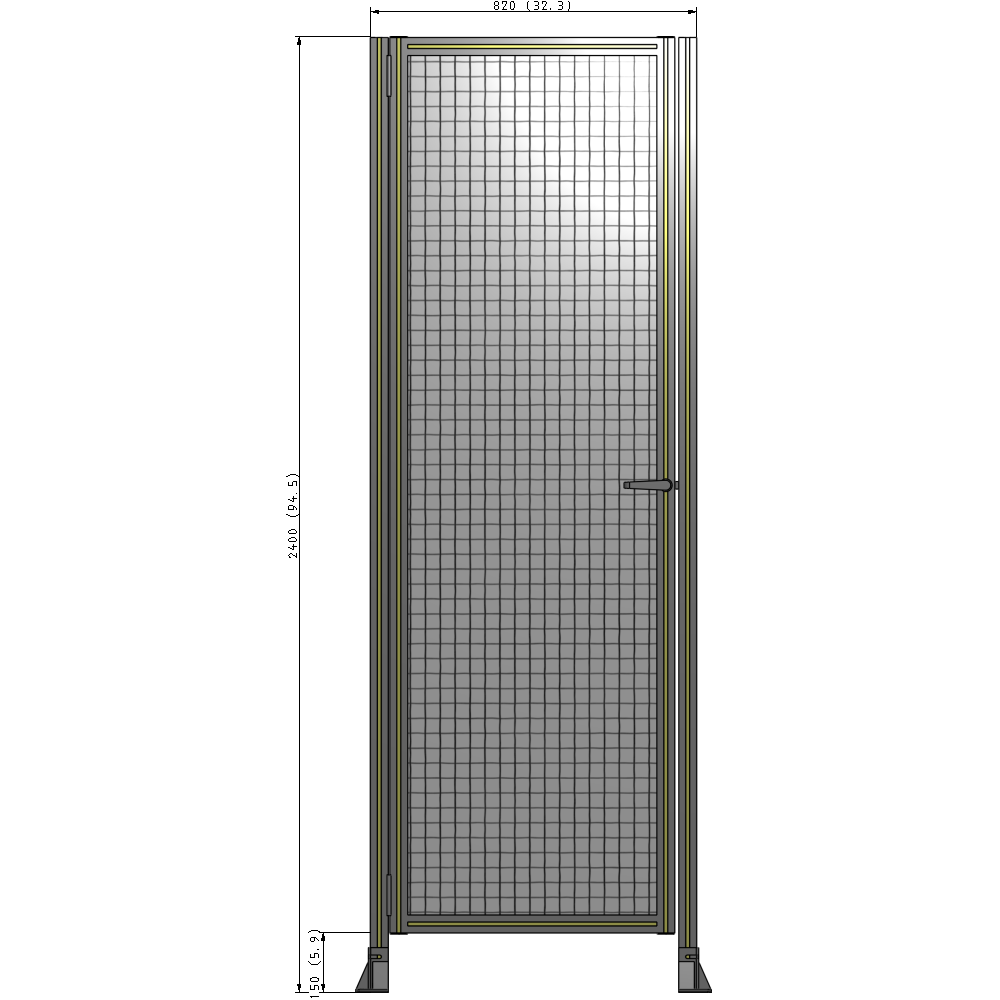 G5-2400-0820-0150-EYMTA DOOR-ROBUST FRAME, HANDLE/INTERNAL EGRESS ON RIGHT 2135MM X 820MM 1" MESH, FULLY ASSEMBLED