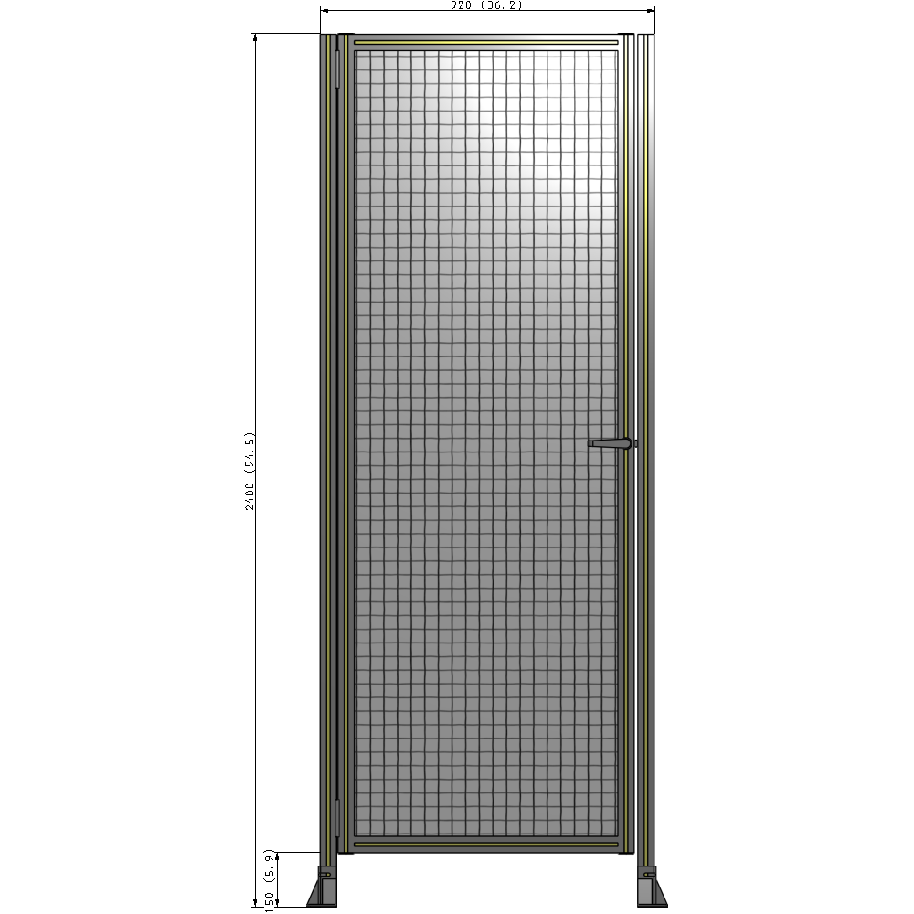 G5-2400-0920-0150-EYMTA DOOR-ROBUST FRAME, HANDLE/INTERNAL EGRESS ON RIGHT 2135MM X 920MM 1" MESH, FULLY ASSEMBLED